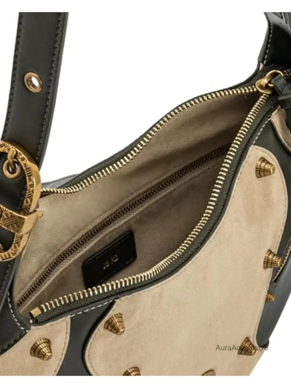 Faux Suede Satchel Crossbody Bag Detachable Strap Khaki Green